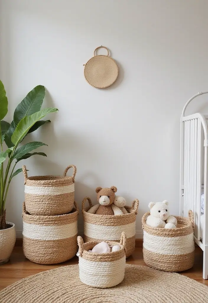 25 Baby Bedroom Ideas for Newborns That Are Dreamy & Serene - 22. Soft Toy Baskets