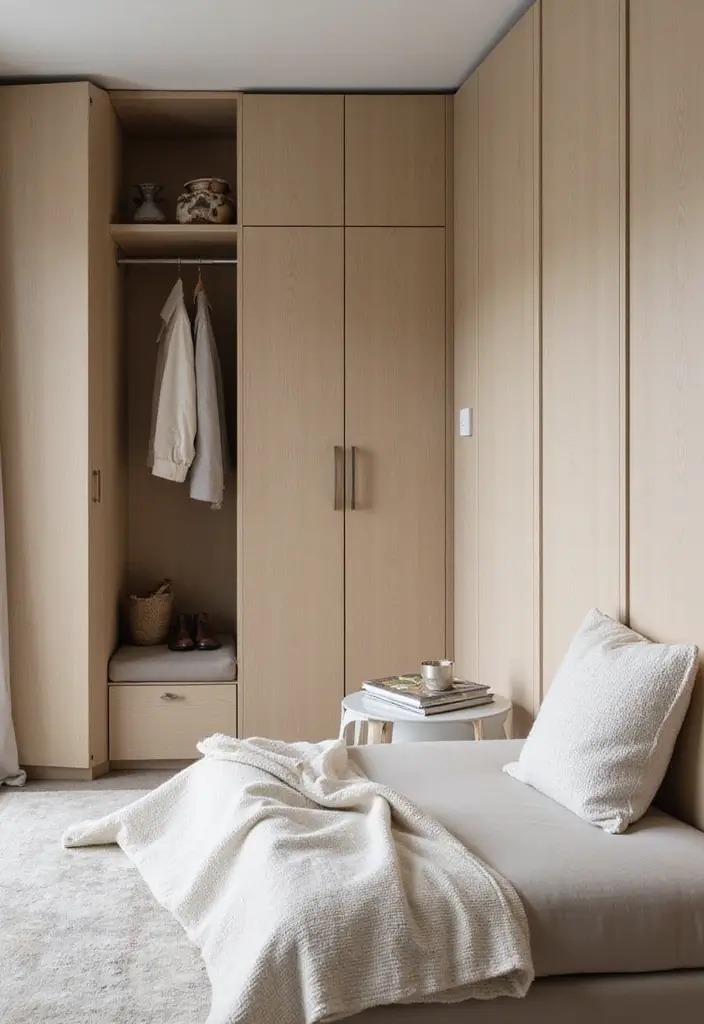 25 Bedroom Fitted Wardrobe Ideas That Save Space Beautifully - 12. Wardrobes with Built-In Bench