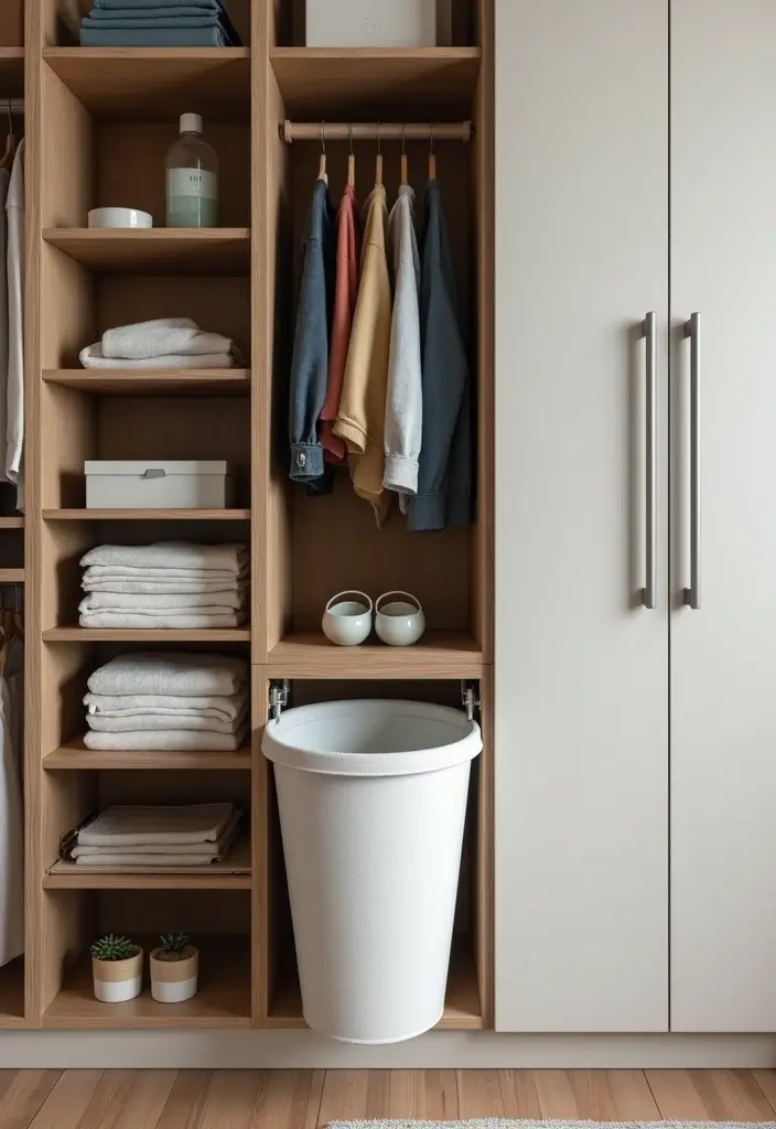 25 Bedroom Fitted Wardrobe Ideas That Save Space Beautifully - 18. Wardrobes with Pull-Out Hampers