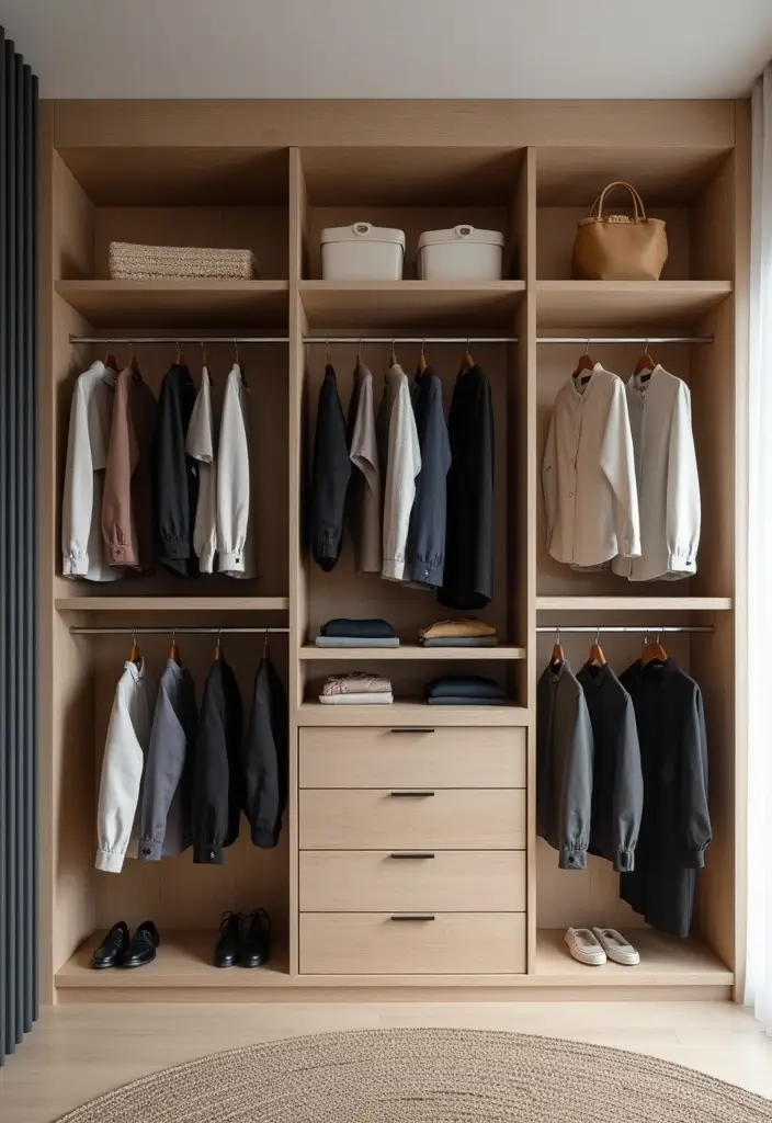 25 Bedroom Fitted Wardrobe Ideas That Save Space Beautifully - 19. Vertical Wardrobe Dividers