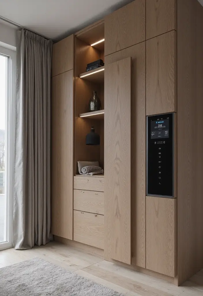 25 Bedroom Fitted Wardrobe Ideas That Save Space Beautifully - 22. Smart Technology in Wardrobes