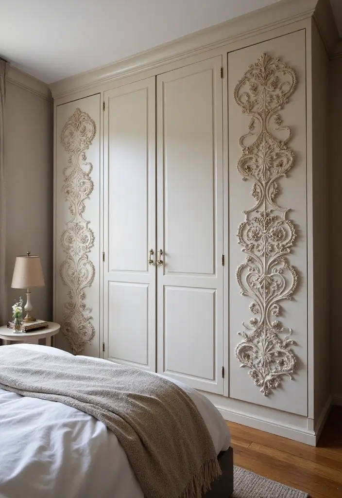 25 Bedroom Fitted Wardrobe Ideas That Save Space Beautifully - 23. Wardrobes with Decorative Panels