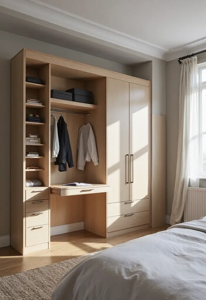 25 Bedroom Fitted Wardrobe Ideas That Save Space Beautifully - 5. Multifunctional Wardrobe Systems
