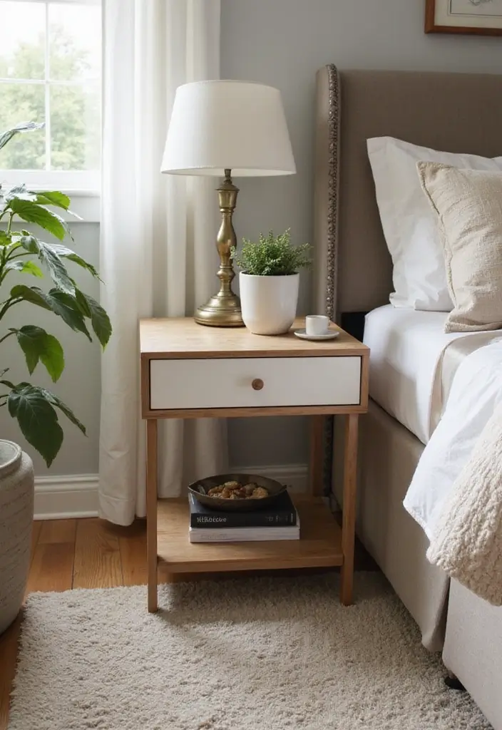25 Bedroom Side Table Ideas That Look Cute & Functional - 17. Adjustable Height Table