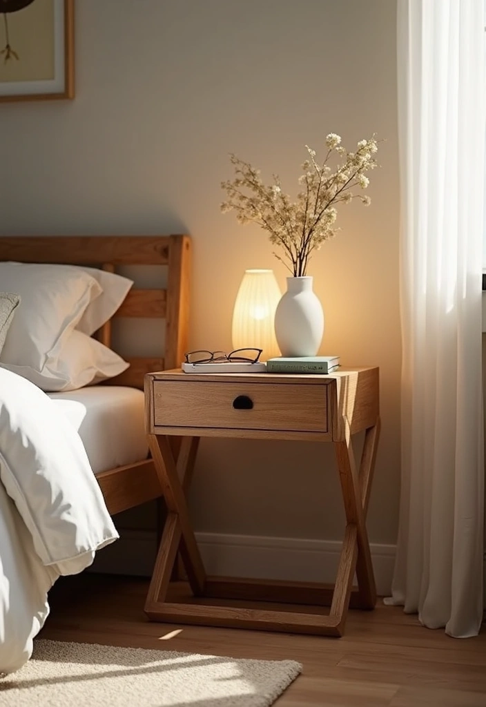 25 Bedroom Side Table Ideas That Look Cute & Functional - 23. Small Space Folding Table