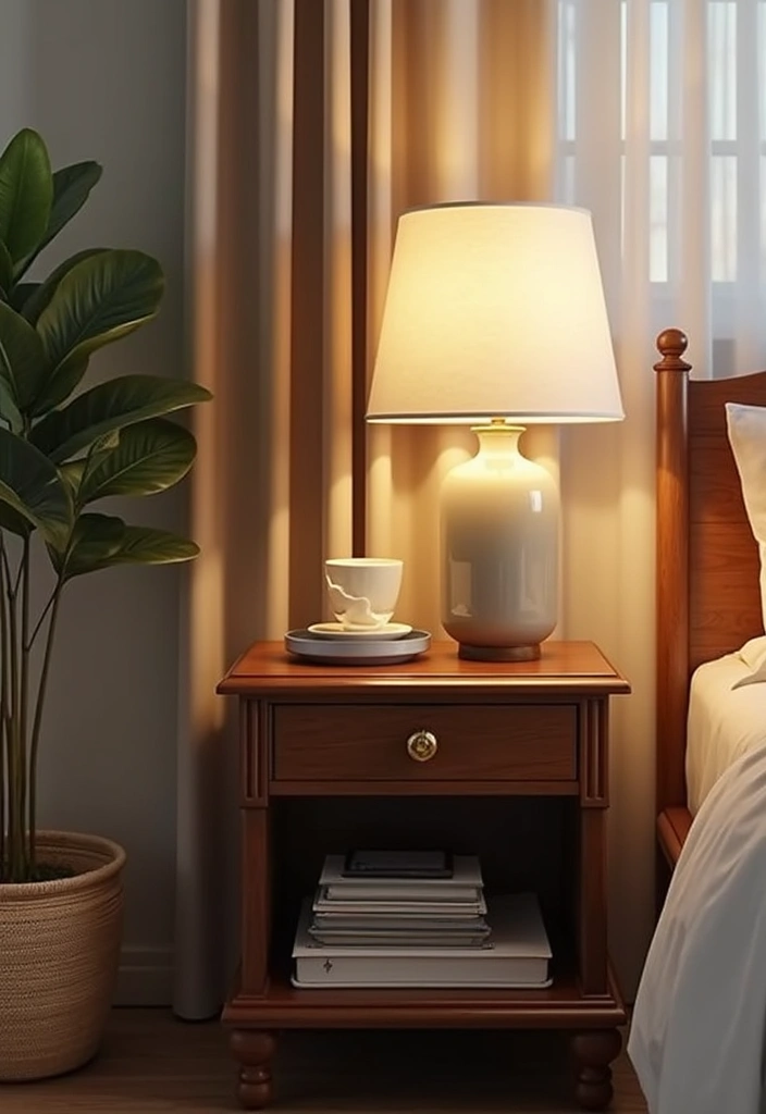 25 Bedroom Side Table Ideas That Look Cute & Functional - 8. Two-Tiered Side Table