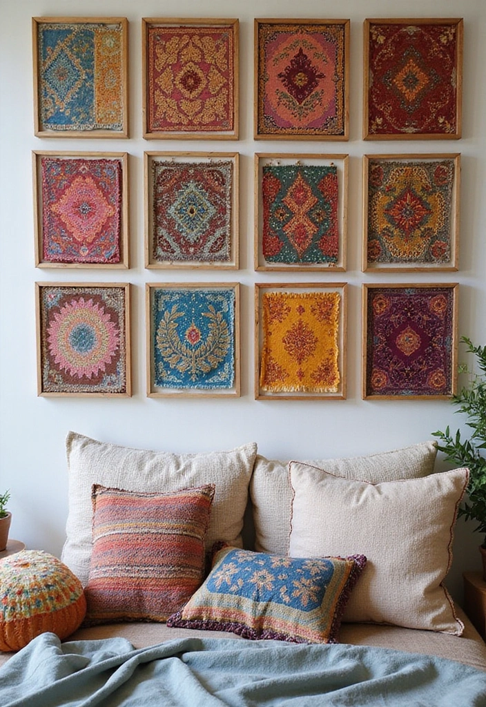 25 Bedroom Wall Decoration Ideas That Instantly Elevate Your Space - 11. Framed Textiles