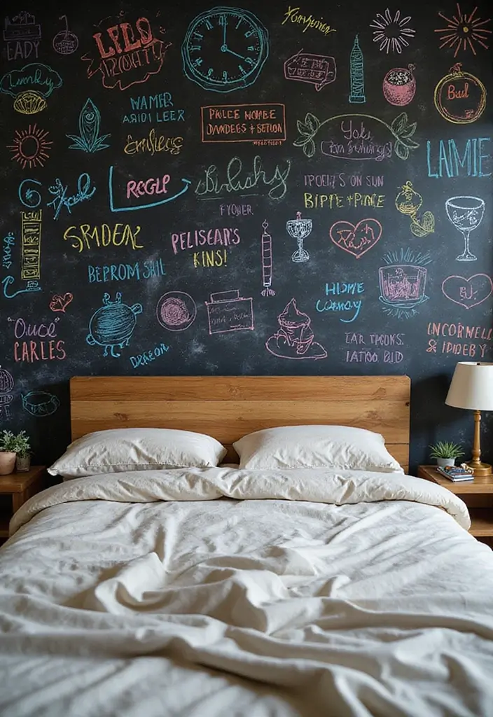 25 Bedroom Wall Decoration Ideas That Instantly Elevate Your Space - 12. Chalkboard Wall