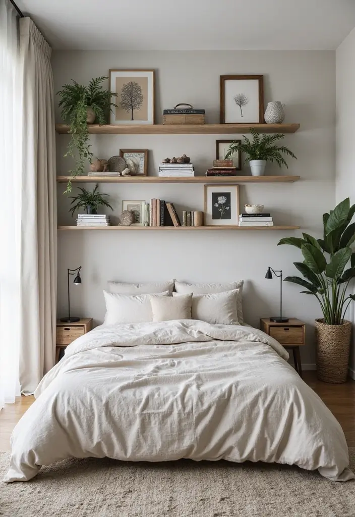 25 Bedroom Wall Decoration Ideas That Instantly Elevate Your Space - 15. Unique Shelving Displays