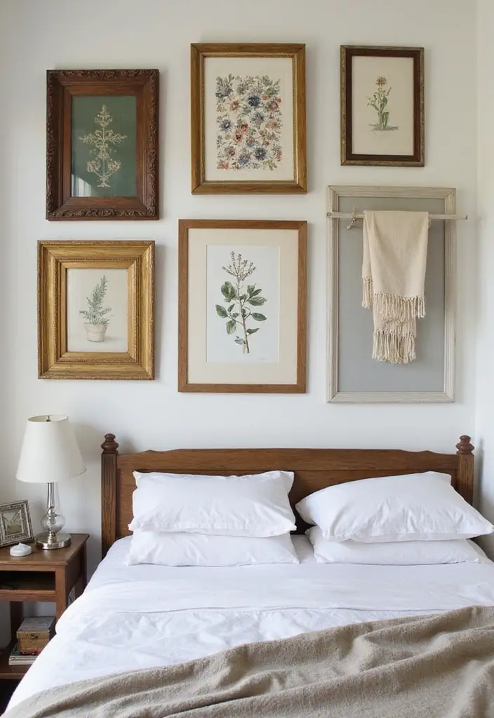 25 Bedroom Wall Decoration Ideas That Instantly Elevate Your Space - 22. Upcycled Frames