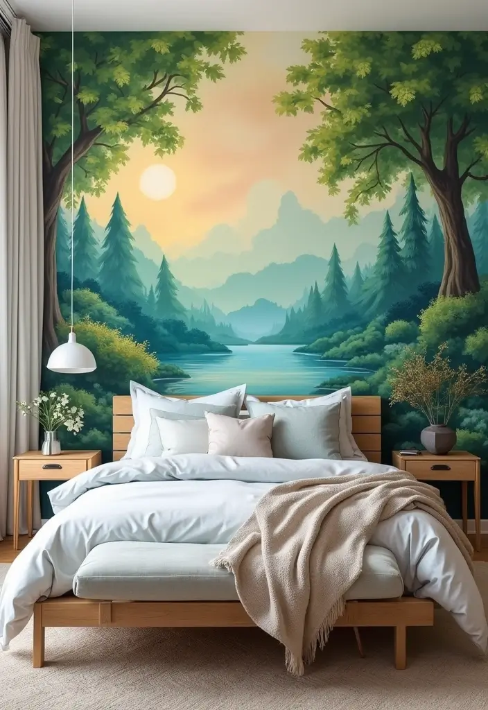 25 Bedroom Wall Decoration Ideas That Instantly Elevate Your Space - 23. Nature-Inspired Murals