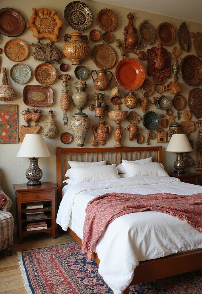 25 Bedroom Wall Decoration Ideas That Instantly Elevate Your Space - 24. Cultural Artifacts