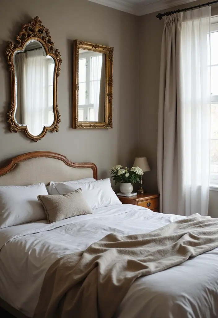 25 Bedroom Wall Decoration Ideas That Instantly Elevate Your Space - 6. Vintage Mirrors