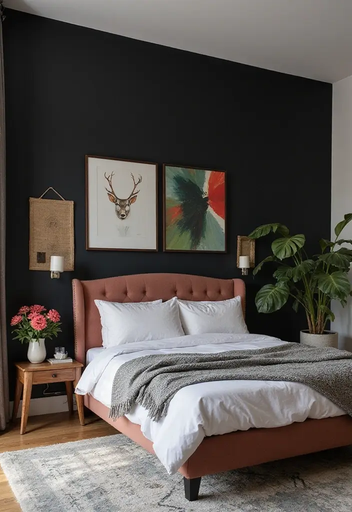 25 Black Bedroom Decor Ideas That Feel Moody and Modern - 1. Bold Black Accent Walls
