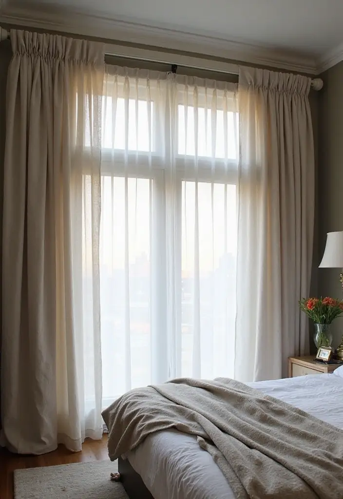 25 Black Bedroom Decor Ideas That Feel Moody and Modern - 23. Unique Window Treatments