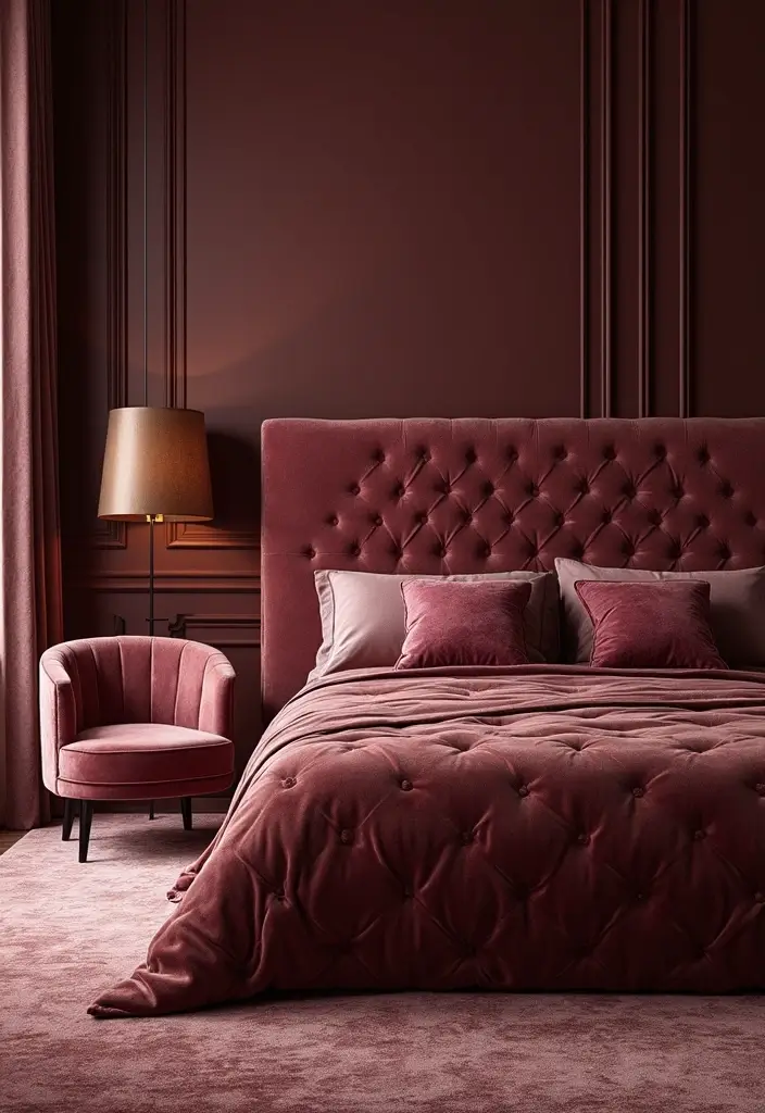 25 Black Bedroom Decor Ideas That Feel Moody and Modern - 6. Velvet Upholstery