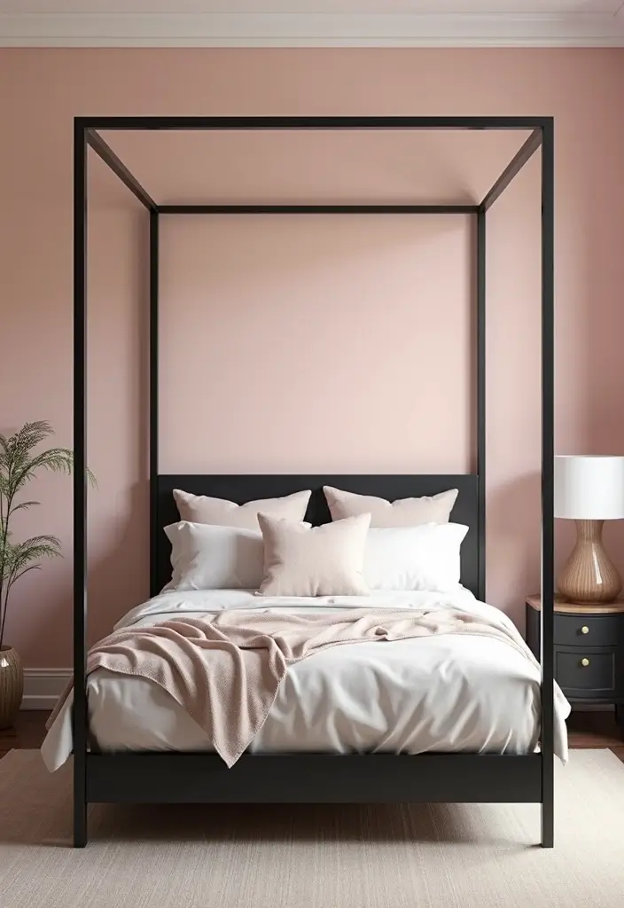 25 Black Canopy Bedroom Ideas That Add Drama and Elegance - 16. Soft Pastel Dreams