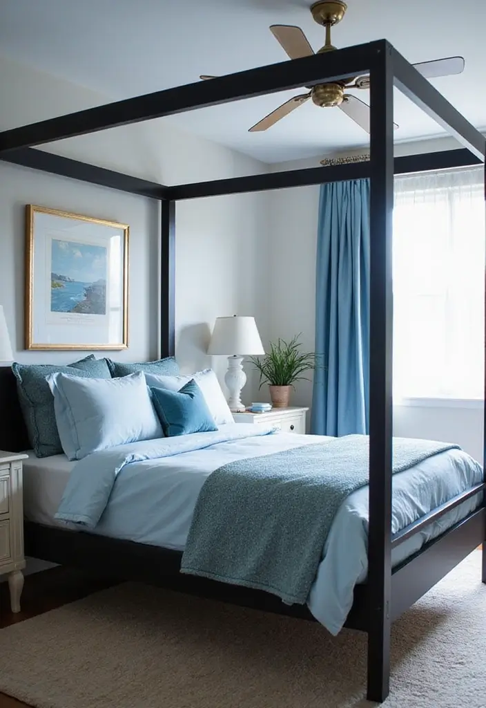 25 Black Canopy Bedroom Ideas That Add Drama and Elegance - 17. Coastal Vibes