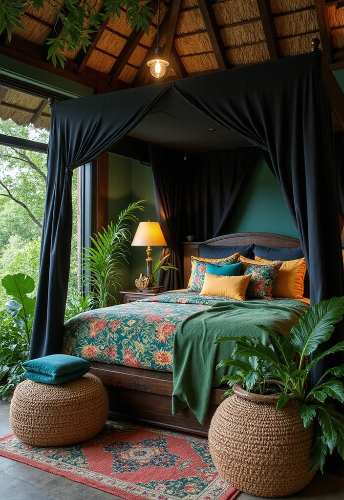 25 Black Canopy Bedroom Ideas That Add Drama and Elegance - 19. Tropical Escape