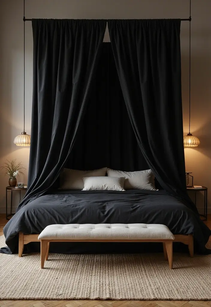 25 Black Canopy Bedroom Ideas That Add Drama and Elegance - 21. Zen Retreat