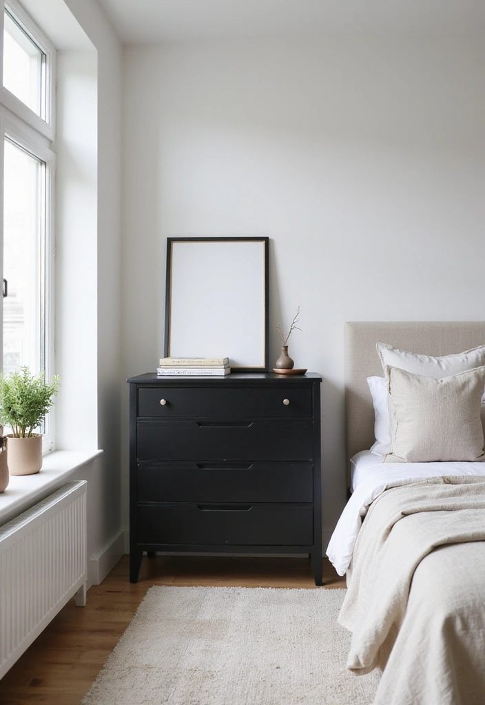 25 Black Dresser Bedroom Ideas That Anchor Any Space - 1. Minimalist Elegance