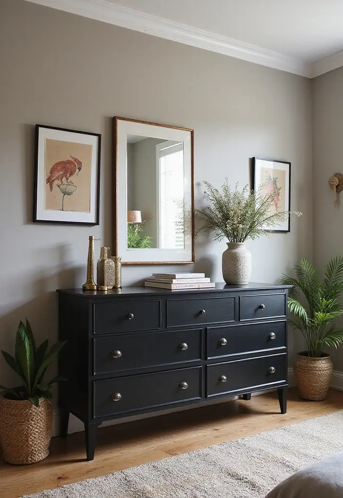 25 Black Dresser Bedroom Ideas That Anchor Any Space - 10. Eclectic Mix