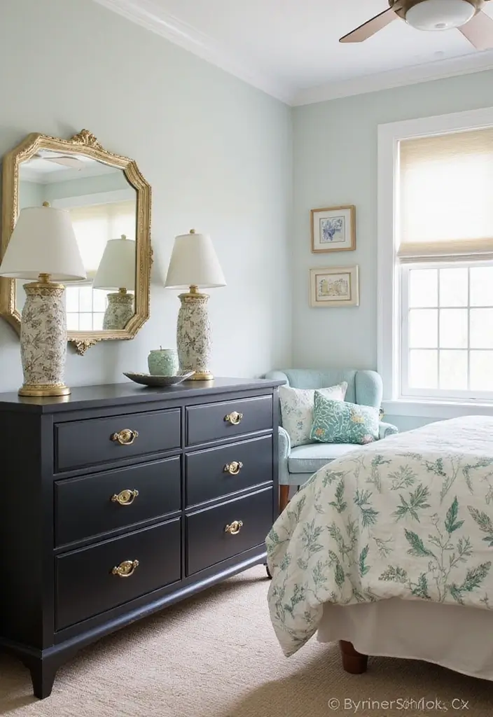 25 Black Dresser Bedroom Ideas That Anchor Any Space - 12. Coastal Vibes