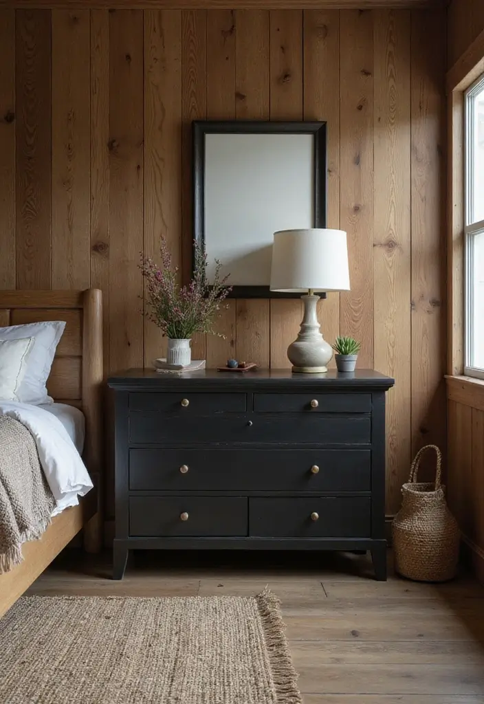 25 Black Dresser Bedroom Ideas That Anchor Any Space - 14. Warm Woods