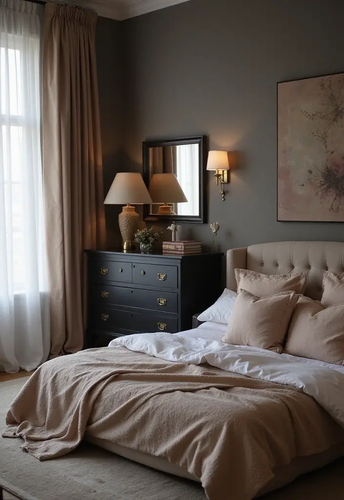 25 Black Dresser Bedroom Ideas That Anchor Any Space - 15. Romantic Retreat