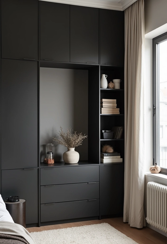 25 Black Dresser Bedroom Ideas That Anchor Any Space - 17. Smart Solutions