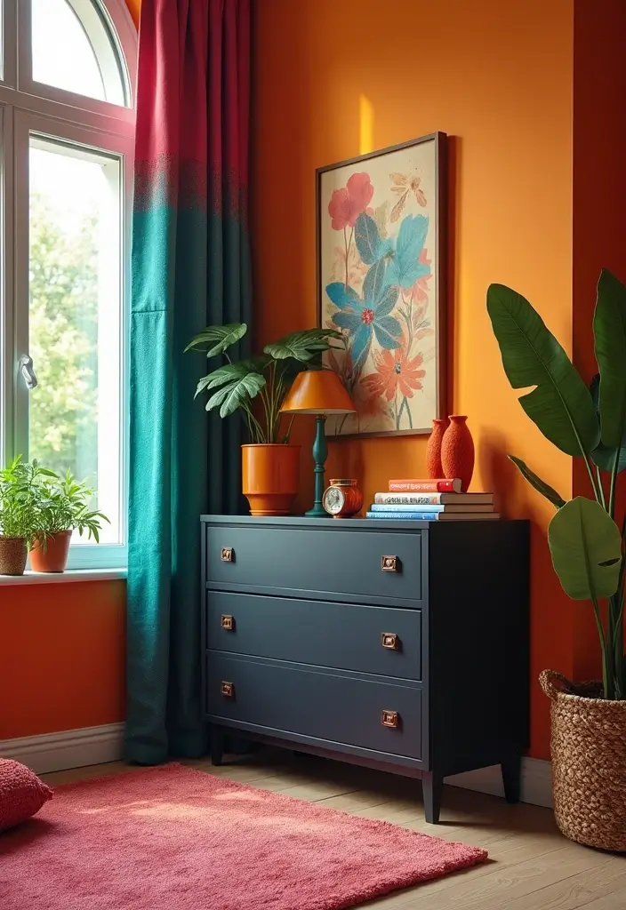 25 Black Dresser Bedroom Ideas That Anchor Any Space - 19. Color Pop