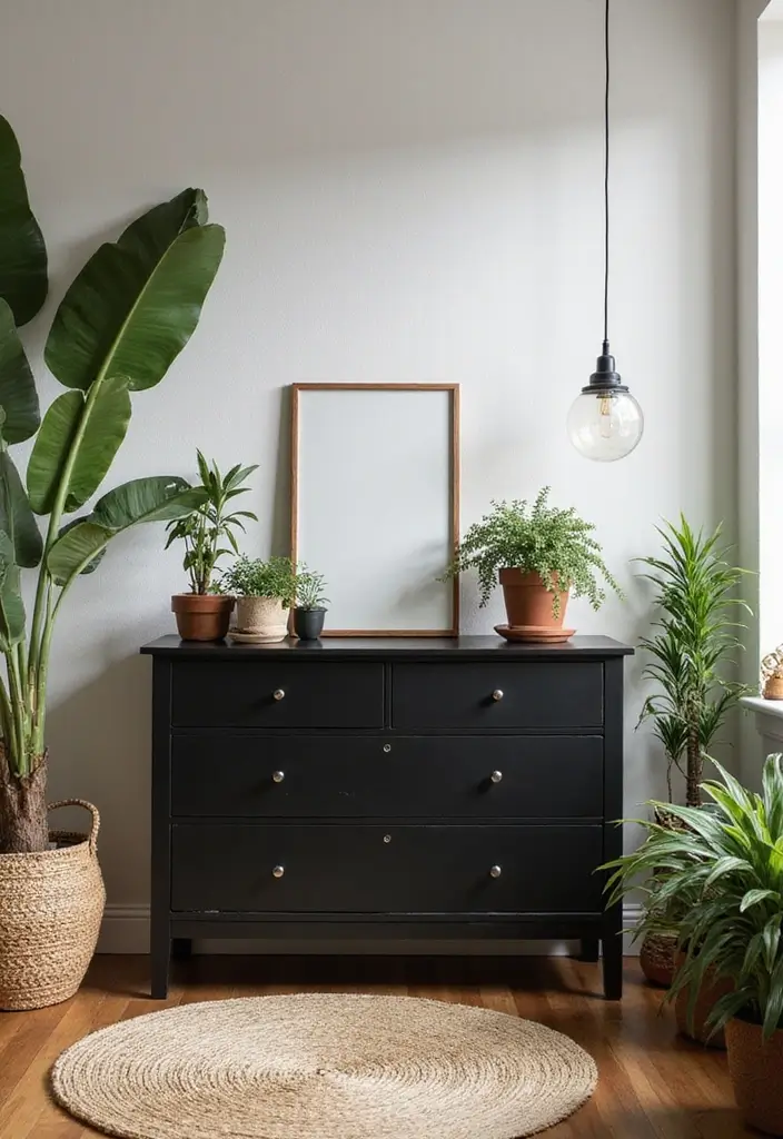 25 Black Dresser Bedroom Ideas That Anchor Any Space - 20. Nature-Inspired
