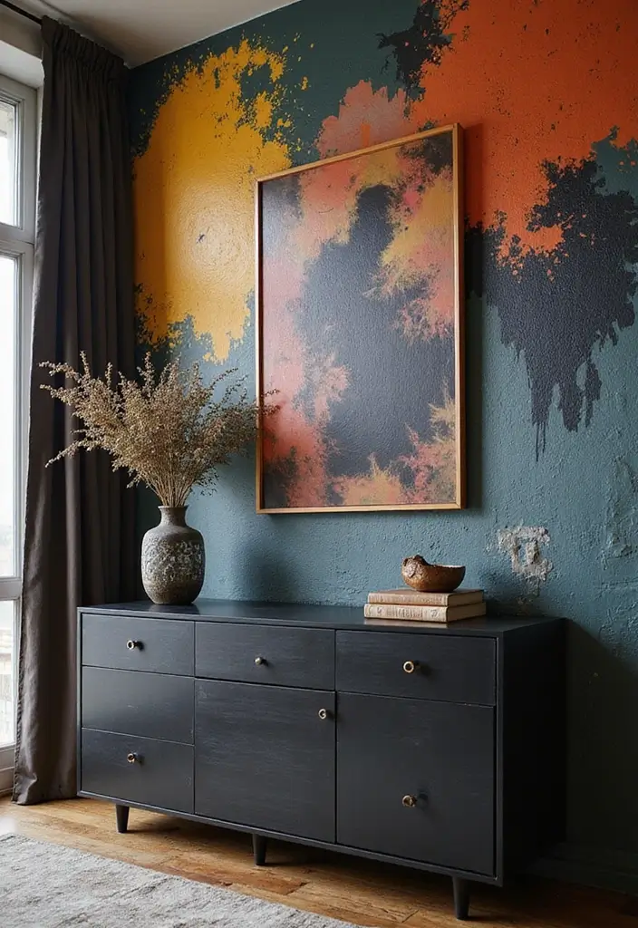 25 Black Dresser Bedroom Ideas That Anchor Any Space - 22. Artistic Wall Designs