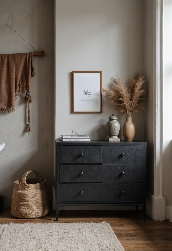 25 Black Dresser Bedroom Ideas That Anchor Any Space - 6. Textured Touch