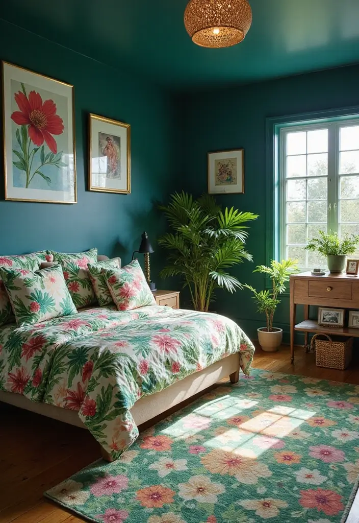 25 Dark Teal Bedroom Ideas That Bring Depth and Style - 15. Tropical Escape