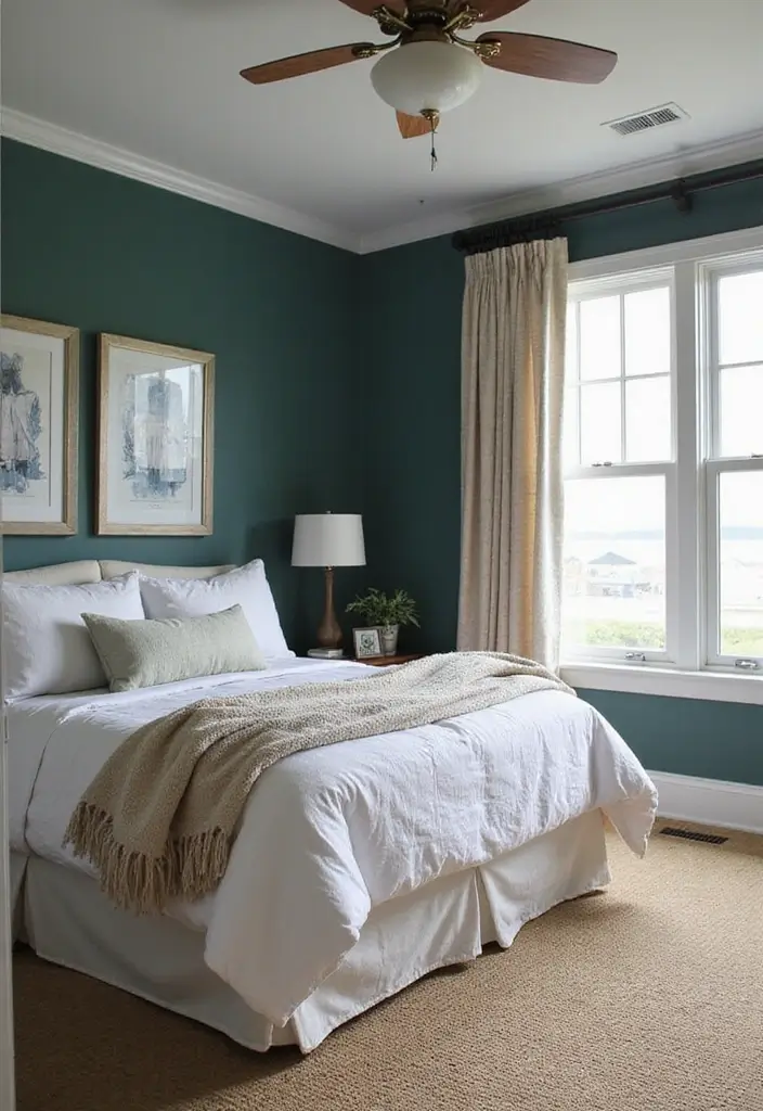 25 Dark Teal Bedroom Ideas That Bring Depth and Style - 17. Coastal Charm