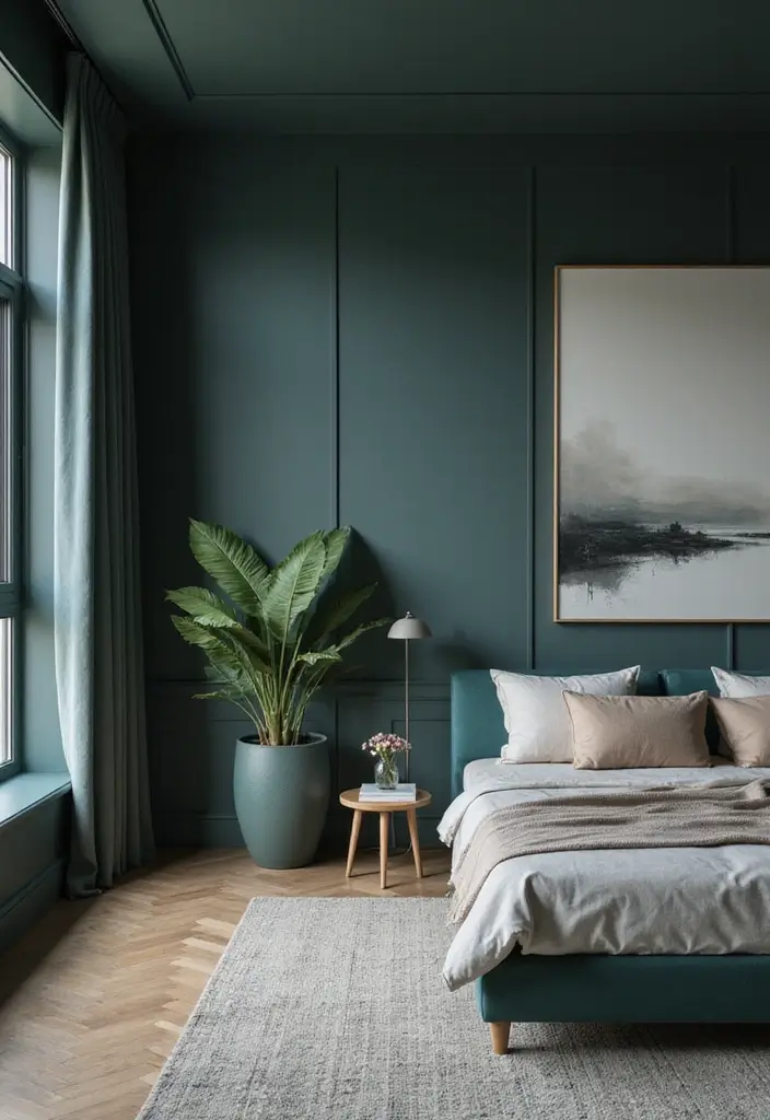 25 Dark Teal Bedroom Ideas That Bring Depth and Style - 2. Minimalist Elegance
