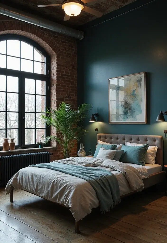 25 Dark Teal Bedroom Ideas That Bring Depth and Style - 5. Industrial Edge