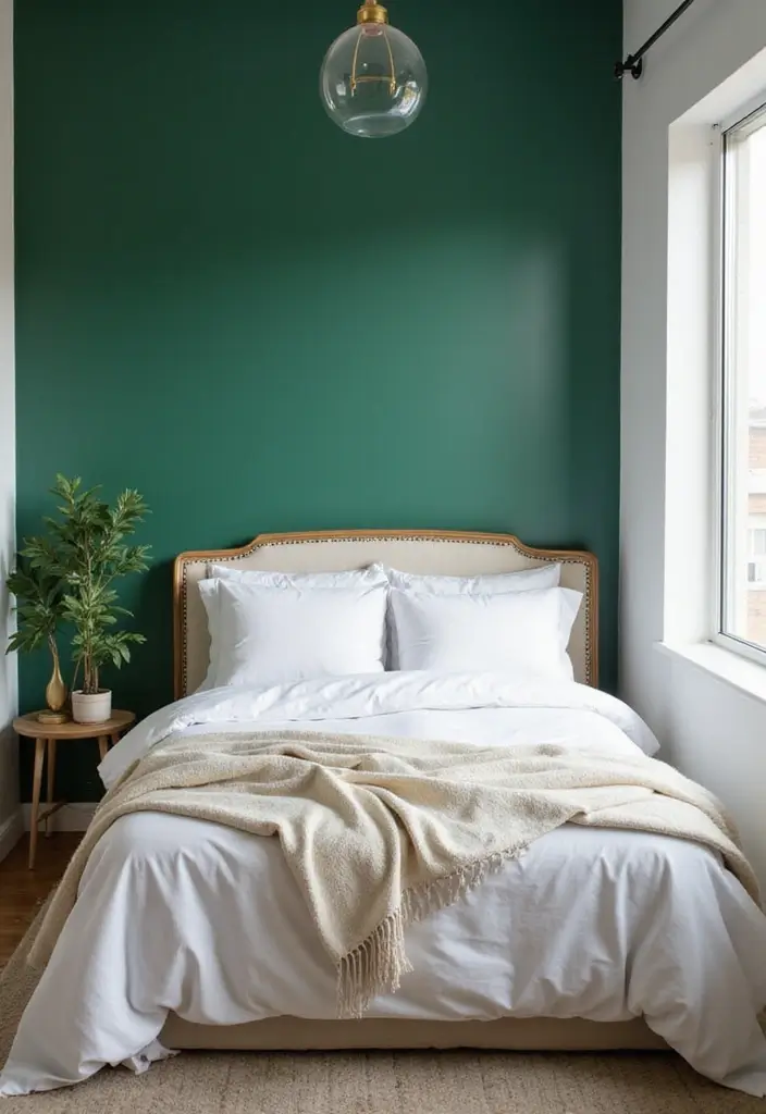 25 Emerald Green Bedroom Ideas That Add Glam and Freshness - 1. Emerald Accent Wall