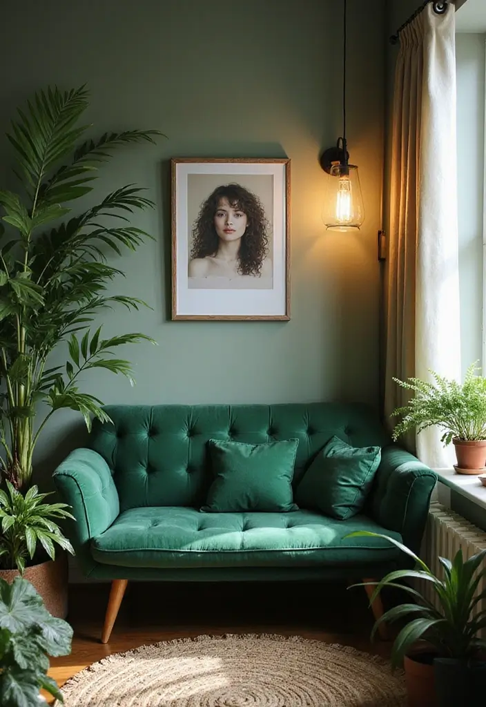 25 Emerald Green Bedroom Ideas That Add Glam and Freshness - 18. Cozy Nooks