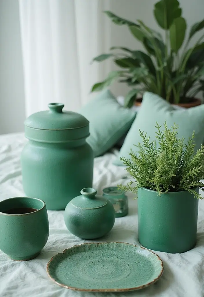 25 Emerald Green Bedroom Ideas That Add Glam and Freshness - 20. Utilize Green Decor Accessories