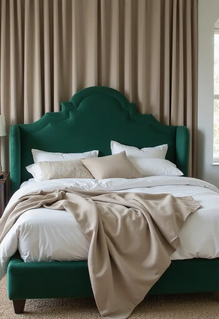 25 Emerald Green Bedroom Ideas That Add Glam and Freshness - 23. Feature a Green Bed Frame