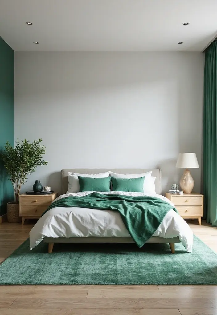 25 Emerald Green Bedroom Ideas That Add Glam and Freshness - 7. Minimalist Approach