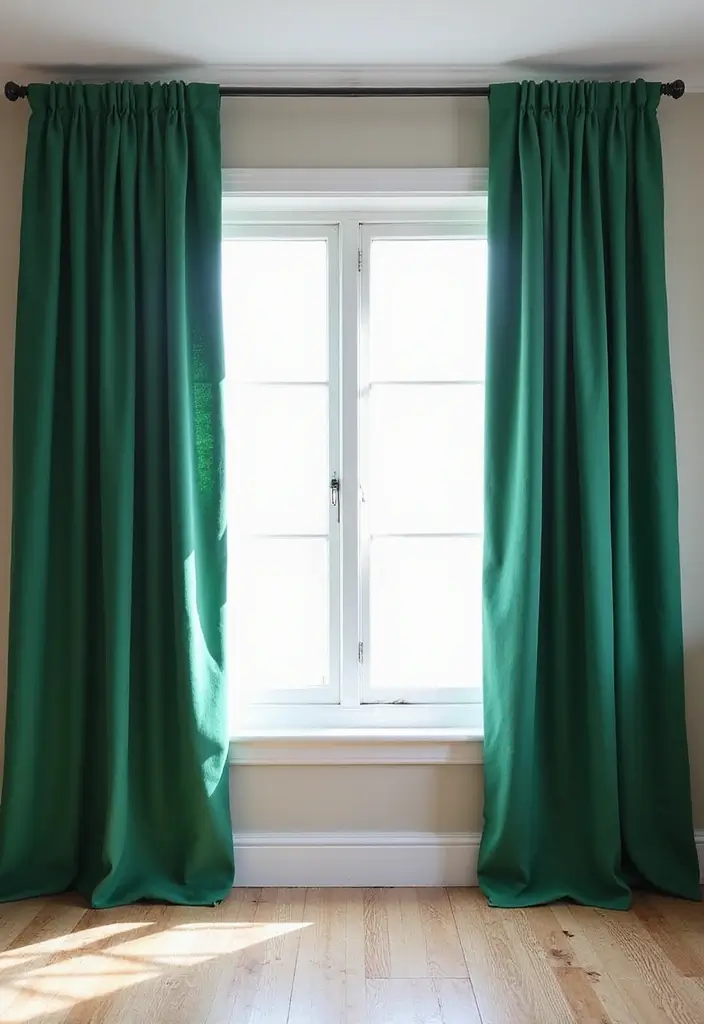 25 Emerald Green Bedroom Ideas That Add Glam and Freshness - 9. Emerald Green Curtains