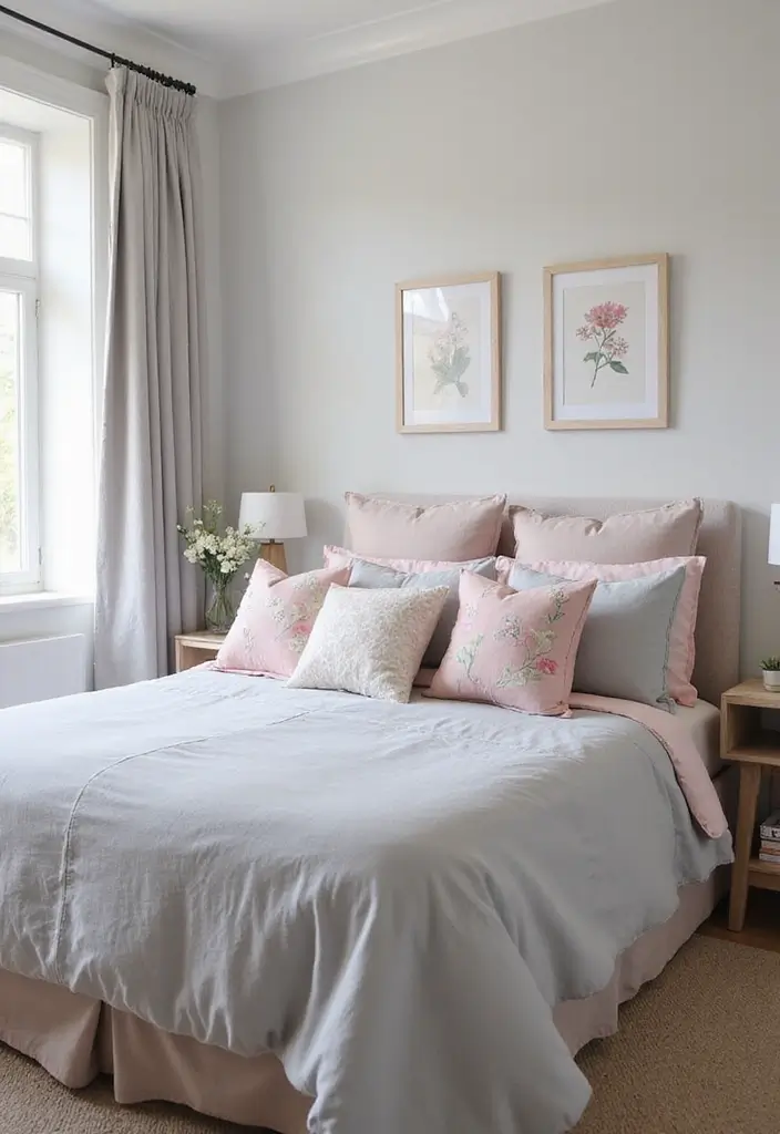 25 Gray Comforter Bedroom Ideas That Feel Calm & Neutral - 14. Feminine Touches