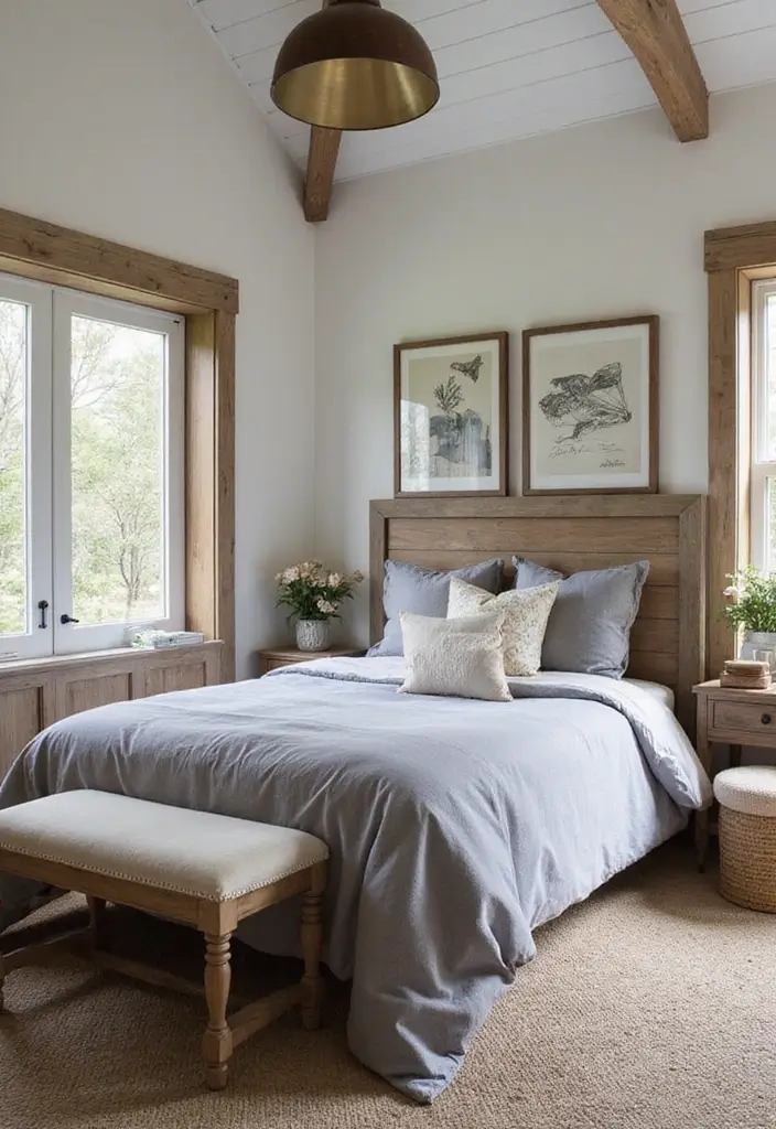 25 Gray Comforter Bedroom Ideas That Feel Calm & Neutral - 17. Farmhouse Feel