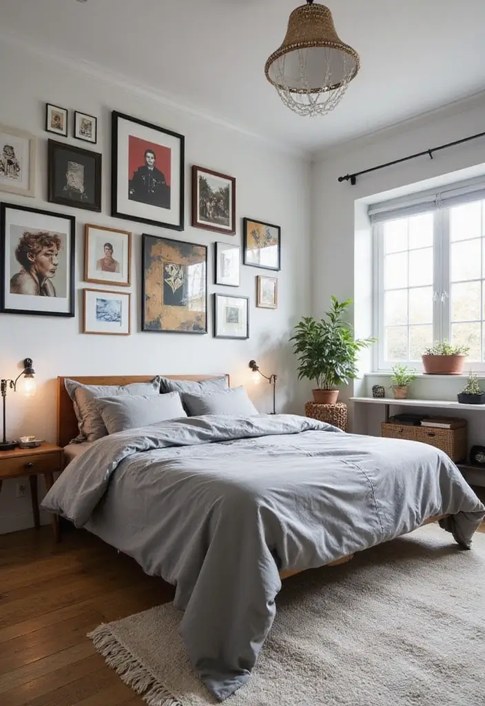 25 Gray Comforter Bedroom Ideas That Feel Calm & Neutral - 18. Artistic Flair