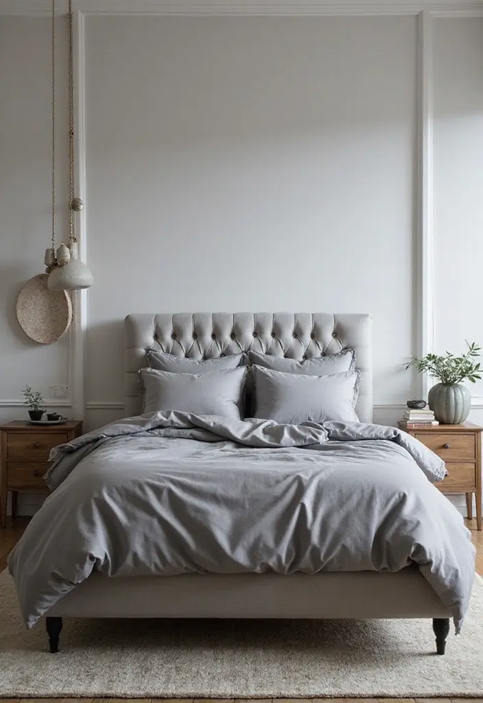 25 Gray Comforter Bedroom Ideas That Feel Calm & Neutral - 20. Statement Headboards