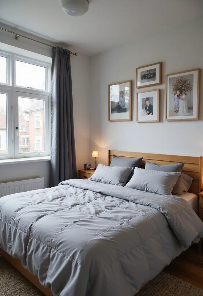 25 Gray Comforter Bedroom Ideas That Feel Calm & Neutral - 24. Personal Touches
