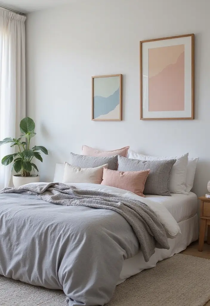 25 Gray Comforter Bedroom Ideas That Feel Calm & Neutral - 3. Gray and Soft Pastels